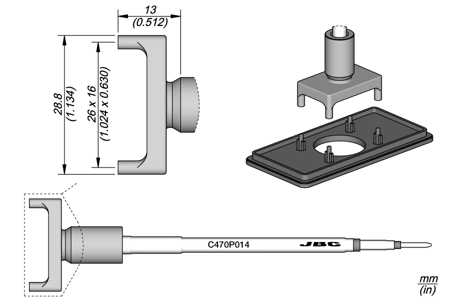 C470P014 - Multipoint Heat Staking Cartridge x4 Ø 2.8